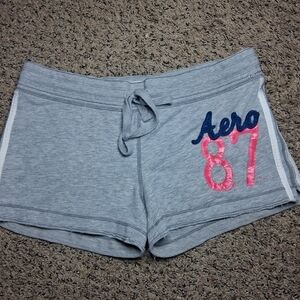 Y2K Aeropostale Low Rise Micro Mini Sweat Shorts Hot Pink & Gray Lounge Logo M